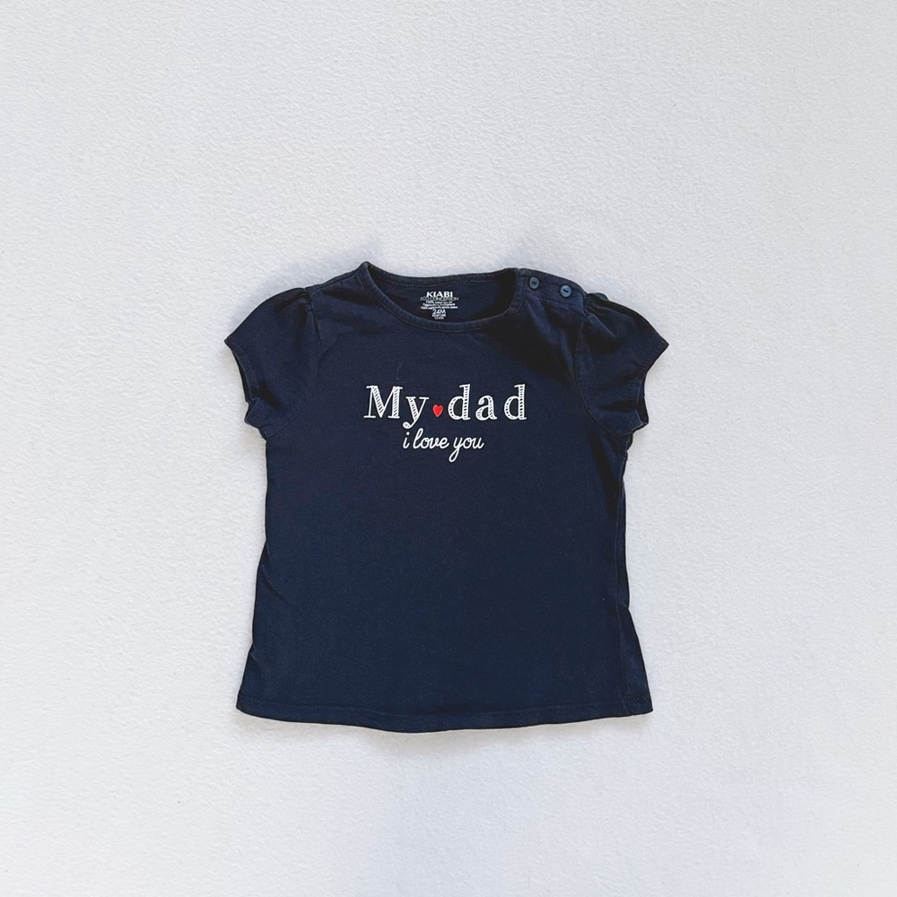 5/$18 Kiabi Baby Navy “My Dad I Love You” Organic Cotton Graphic Tee 18–24M